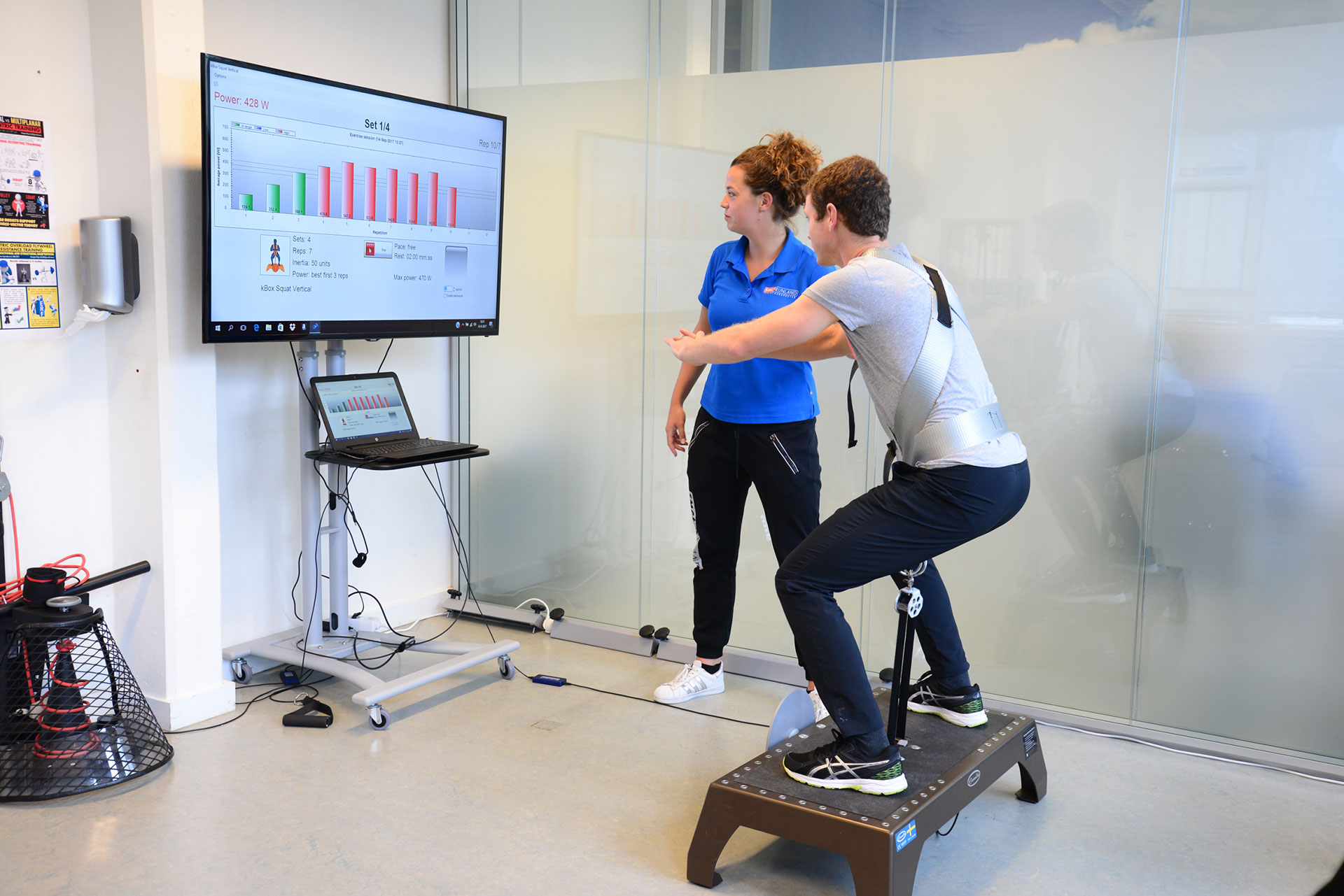 Flywheel trainingen fysiotherapie Leiden SMC Rijnland